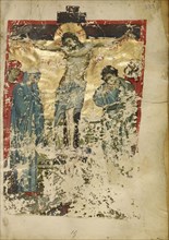 The Crucifixion; Nicaea, Turkey; early 13th century - late 13th century; Tempera colors and gold leaf on parchment; Leaf