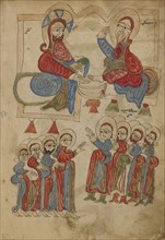 Christ Washing the Apostles' Feet; Lake Van, Turkey; 1386; Black ink and watercolors on paper bound between wood boards