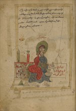 Saint Matthew; Lake Van, Turkey; 1386; Black ink and watercolors on paper bound between wood boards covered with dark brown
