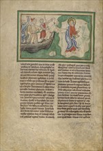 The Arrival of Saint John on Patmos; London, probably, England; about 1255 - 1260; Tempera colors, gold leaf, colored washes