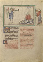 The Third Trumpet: The Burning Star Falls into the River; London, probably, England; about 1255 - 1260; Tempera colors, gold