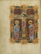 The Crucifixion; Beauvais, probably, France; first quarter of 11th century; Tempera colors, gold, silver, and ink on parchment
