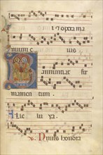 Initial B: The Trinity; Jacobellus of Salerno, Italian, active about 1270, Bologna, Emilia-Romagna, Italy; about 1270; Tempera