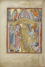 The Women at the Tomb; Regensburg, Bavaria, Germany; about 1030 - 1040; Tempera colors, gold leaf, and ink on parchment; Leaf