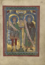 David and Joel; Würzburg, Germany; about 1240 - 1250; Tempera colors, gold leaf, and silver leaf on parchment; Leaf