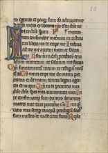 Initial I: A Standing Man; Würzburg, Germany; about 1240 - 1250; Tempera colors, gold leaf, and silver leaf on parchment; Leaf