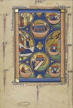 Scenes from the Life of Noah; Paris, France; about 1250–1260; Tempera colors, gold leaf, and ink on parchment; Leaf