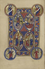 The Tree of Jesse; The Annunciation; The Nativity; The Annunciation to the Shepherds; Paris, France; about 1250 - 1260; Tempera