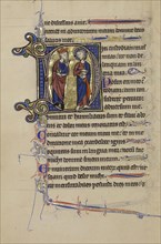 Initial D: David and Christ; Paris, France; about 1250 - 1260; Tempera colors, gold leaf, and ink on parchment; Leaf