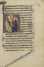Initial D: David and the Fool; Paris, France; about 1250 - 1260; Tempera colors, gold leaf, and ink on parchment; Leaf