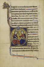 Initial D: The Trinity; Paris, France; about 1250 - 1260; Tempera colors, gold leaf, and ink on parchment; Leaf: 19.2 x 13.3 cm