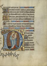 Initial D: The Virgin and Child; or Bourges, France; about 1390; Tempera colors, gold leaf, and ink on parchment; Leaf