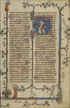 Initial D: David Pointing to his Eye; Paris, France; about 1320 - 1325; Tempera colors, gold leaf, and ink on parchment; Leaf