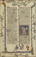 Initial C: Clerics Singing from a Choir Book; Paris, France; about 1320 - 1325; Tempera colors, gold leaf, and ink on parchment