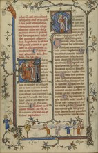 Initial E: A Prophet; Initial Q: A Prophet; Paris, France; about 1320 - 1325; Tempera colors, gold leaf, and ink on parchment