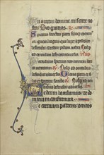 Initial T: A Cleric with Two Assistants; Northeastern France, France; about 1300; Tempera colors, gold leaf, and ink