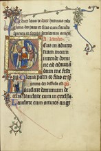 Initial A: The Mocking of Christ; Initial L: Two Men Holding Scrolls; Northeastern France, France; about 1300; Tempera colors