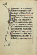 Initial L: Two Women Holding Scrolls; Northeastern France, France; about 1300; Tempera colors, gold leaf, and ink on parchment