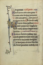 Initial T: A Nimbed Cleric and a Female Saint; Northeastern France, France; about 1300; Tempera colors, gold leaf, and ink