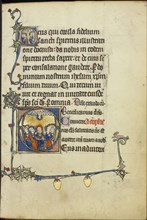 Initial D: The Ascension; Initial D: Pentecost; Northeastern France, France; about 1300; Tempera colors, gold leaf, and ink