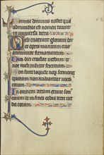 Initial C: The Virgin and Child; Northeastern France, France; about 1300; Tempera colors, gold leaf, and ink on parchment; Leaf