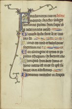 Initial F: The Nativity; Northeastern France, France; about 1300; Tempera colors, gold leaf, and ink on parchment; Leaf