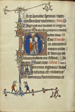 Initial D: The Visitation; Initial D: The Lord Enthroned; Northeastern France, France; about 1300; Tempera colors, gold leaf