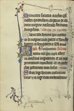 Initial B: David and Goliath; Northeastern France, France; about 1300; Tempera colors, gold leaf, and ink on parchment; Leaf