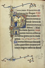 Initial D: The Annunciation to the Shepherds; Initial V: A Man in Prayer; Northeastern France, France; about 1300; Tempera