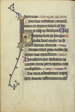 Initial L: David Speaking to an Angel; Northeastern France, France; about 1300; Tempera colors, gold leaf, and ink on parchment