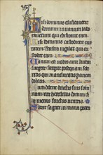 Initial N: Christ before a Church; Northeastern France, France; about 1300; Tempera colors, gold leaf, and ink on parchment