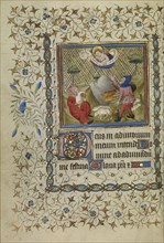 The Annunciation to the Shepherds; Paris, France; about 1400 - 1410; Tempera colors, gold leaf, gold paint, and ink on parchment