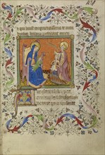 Saint Catherine Presenting a Kneeling Woman to the Virgin and Child; Paris, France; about 1400 - 1410; Tempera colors, gold leaf
