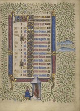 A Man Warming by a Fire; Zodiacal Sign of Pisces; Follower of the Egerton Master, French , Netherlandish, active about 1405