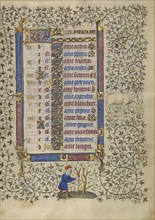 A Man Chopping Trees; Zodiacal Sign of Aries; Follower of the Egerton Master, French , Netherlandish, active about 1405 - 1420