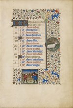 Two Men Chopping Trees; Zodiacal Sign of Aries; Workshop of the Bedford Master, French, active first half of 15th century