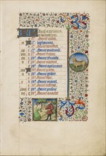 A Couple in a Landscape; Zodiacal Sign of Taurus; Workshop of the Bedford Master, French, active first half of 15th century