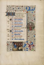 A Man and a Wine Press; Zodiacal Sign of Libra; Workshop of the Bedford Master, French, active first half of 15th century
