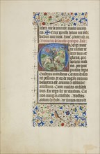 Initial G: Saint George and the Dragon; Master of the Llangattock Hours, Flemish, active about 1450 - 1460, Ghent bound
