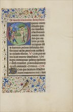 Initial O: The Martyrdom of Saint Sebastian; Master of the Llangattock Hours, Flemish, active about 1450 - 1460, Bruges