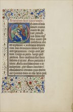 Initial O: The Pietà with Saint John the Evangelist; Master of the Llangattock Hours, Flemish, active about 1450 - 1460, Ghent