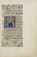 Initial O: The Virgin and Child Enthroned; Master of the Llangattock Hours, Flemish, active about 1450 - 1460, Bruges