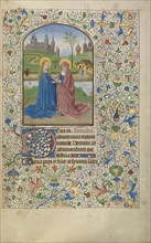 The Visitation; Willem Vrelant, Flemish, died 1481, active 1454 - 1481, Bruges, Belgium; early 1460s; Tempera colors, gold leaf