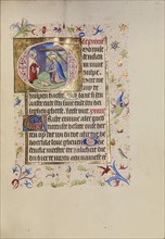 Initial G: The Nativity; Brabant, possibly, Flanders, Belgium; after 1460; Tempera colors, gold leaf, and ink on parchment