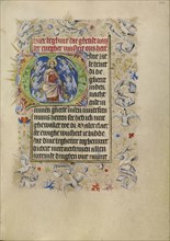Initial M: Salvator Mundi; Brabant, possibly, Flanders, Belgium; after 1460; Tempera colors, gold leaf, and ink on parchment