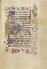 Initial G: The Betrayal of Christ; Brabant, possibly, Flanders, Belgium; after 1460; Tempera colors, gold leaf, and ink