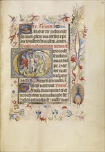 Initial G: The Flagellation; Brabant, possibly, Flanders, Belgium; after 1460; Tempera colors, gold leaf, and ink on parchment