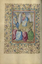 Jesus Among the Doctors; Naples, Campania, Italy; about 1460; Tempera colors, gold, and ink on parchment; Leaf: 17.1 x 12.1 cm