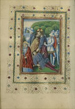 The Betrayal of Christ; Naples, Campania, Italy; about 1460; Tempera colors, gold, and ink on parchment; Leaf: 17.1 x 12.1 cm
