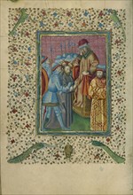 Christ before Herod; Naples, Campania, Italy; about 1460; Tempera colors, gold, and ink on parchment; Leaf: 17.1 x 12.1 cm